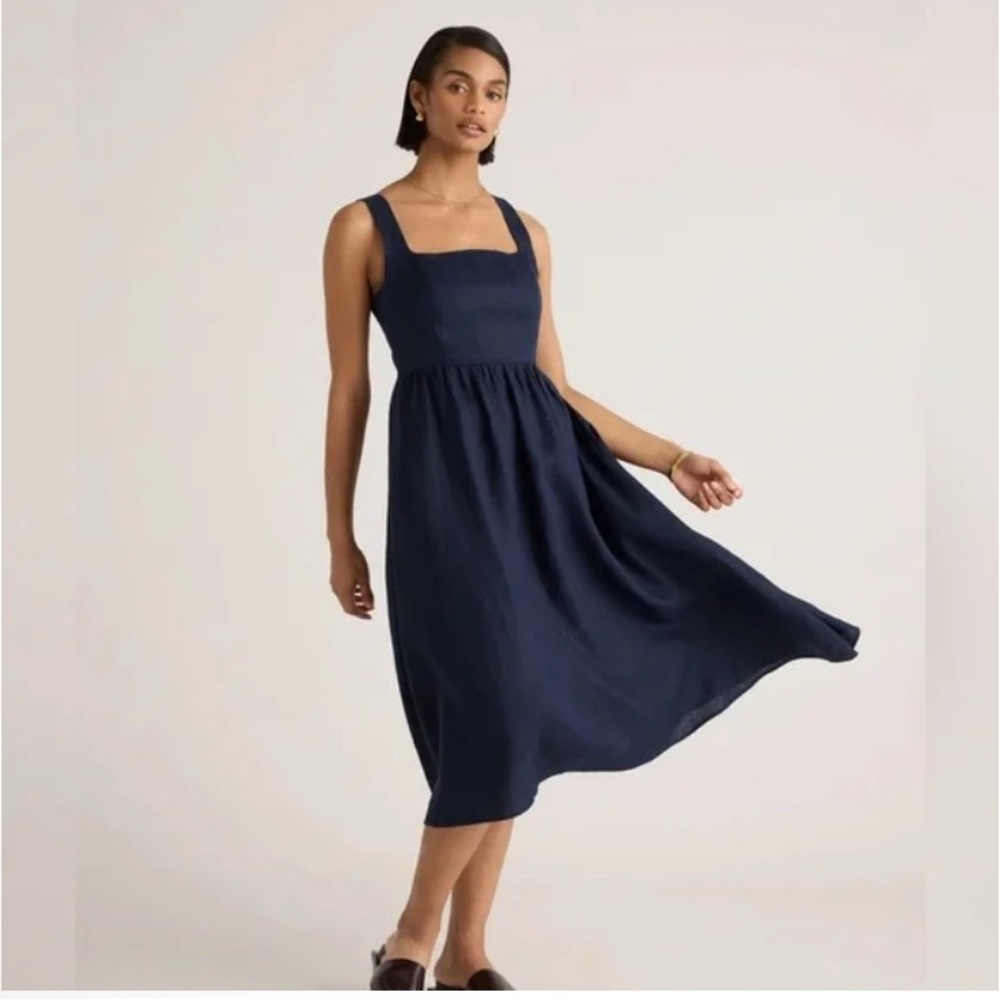 Quince 100% European Linen Fit & Flare Midi Dress